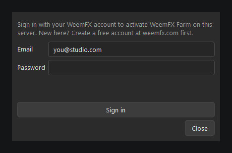 WeemFX Account sign-in dialog with email and password fields